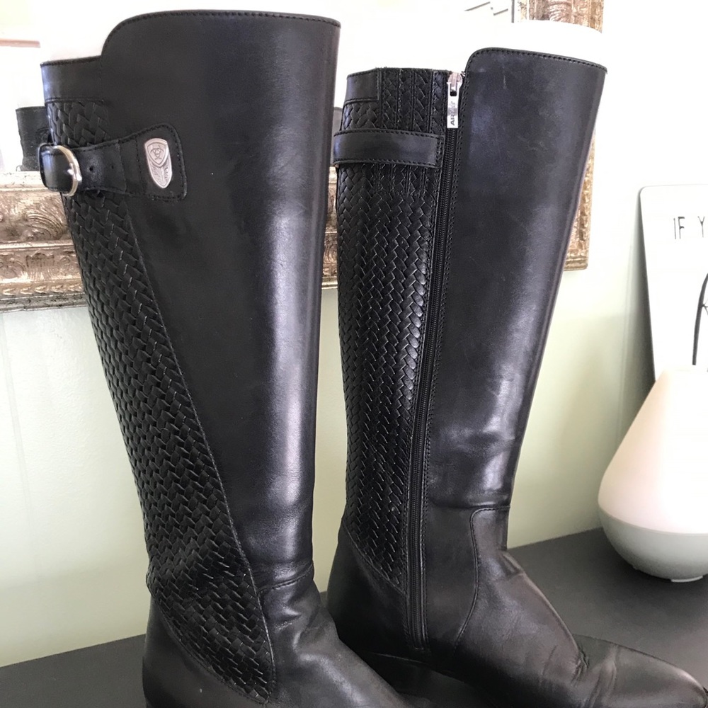 Women’s Ariat Tall Black Leather Boots, 8.5B